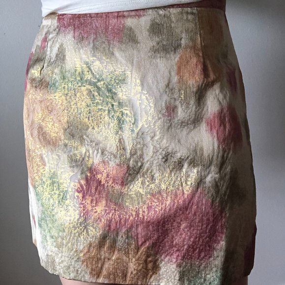 Shiny Gold & Watercolour Mini Skirt - Picture 2 of 2